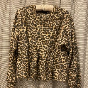 La La Land peplum sweater, XS, leopard print